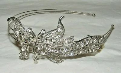 £24.99 • Buy Bnwt Bridal Bridesmaid Prom Tiara Headband Silver Butterfly Crystal Side Dec