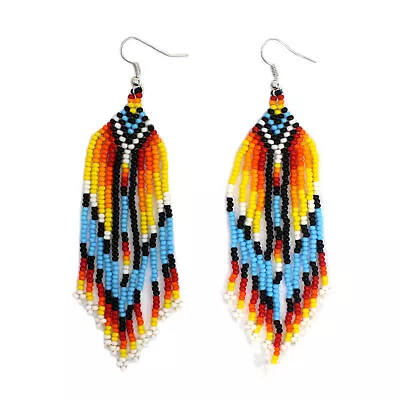 Native Style Ethnic Beaded Handmade Fashion Hook Earrings E61/4 • $10.99