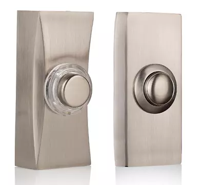 Door Bell Push Brushed Nickel Wired Replacement Button Unlit Lit - Byron • £11.95