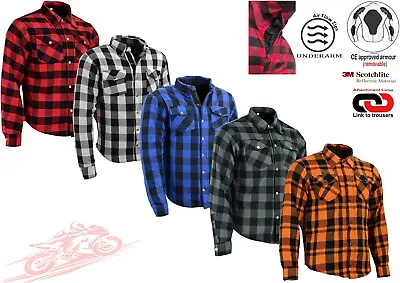 Mens Lumberjack Kevlar Lined Ce Protect Armour Motorbike Motorcycle Check Shirt • $56.82