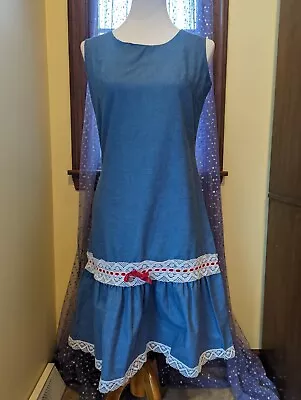Vintage 60's  70's Chambray Blue Drop Waist Babydoll Mini Dress Size Small • $49.99