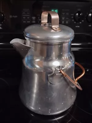 Vintage Wear-Ever Aluminum 3112 Percolator Coffee Pot With Copper Plated Handles • $35