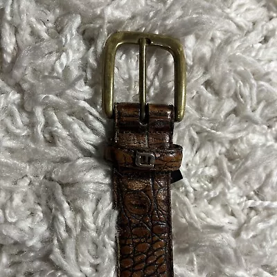 Vintage Footjoy Brown Gator Embossed Leather Golf Belt - Men's Size 40 • $24