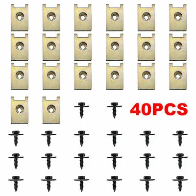 40*Metal Car Screw Body Fender Bumper Retainer Fixed U Nut Clips Gasket Fastener • $9.98