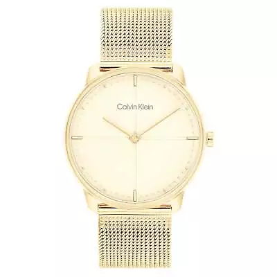 Calvin Klein Gold Mesh Champagne Dial Unisex Watch - 25200159 • $246