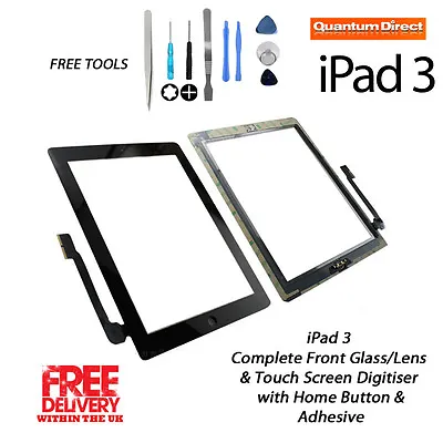 $15.83 • Buy NEW Complete Front Glass/Digitiser Touch Screen/Panel Assembly FOR IPad 3 BLACK