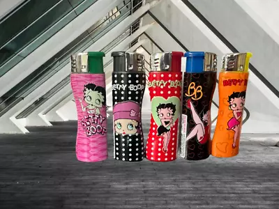 5 X BETTY BOOP Design Windproof JET FLAME  MAXI SIZE Refillable GAS LIGHTERS • £6.97