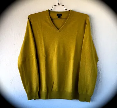 J Crew 100% Italian Cashmere V Neck Sweater In Citron-Lime Green Mens Boyfriend • $135