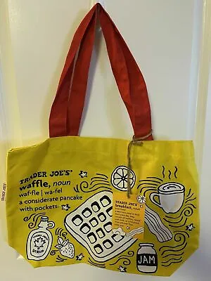 $10.98 • Buy Trader Joes Market Tote Bag Yellow Shopping Waffle Toast Breakfast Retro Shopper