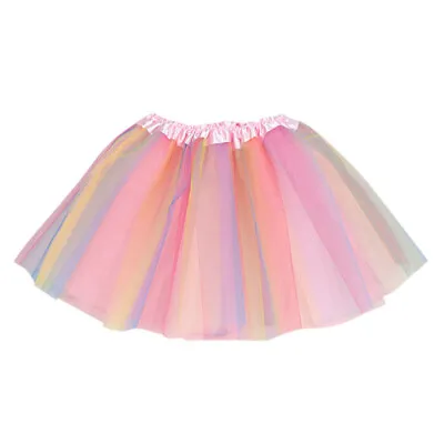 Uk Girls Rainbow Tutu Skirt Dance Party Ballet Tulle Tutu Skirt 2-8 Years • £3.99