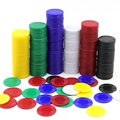600Pcs Plastic Poker Mini Chips In 6 Colors Bulk Poker Card Game Chips • $20.58