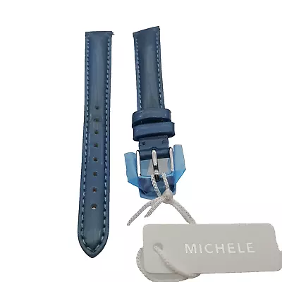 Genuine Michele 12mm Blue Patent Leather Watch Band Strap New • $24.77