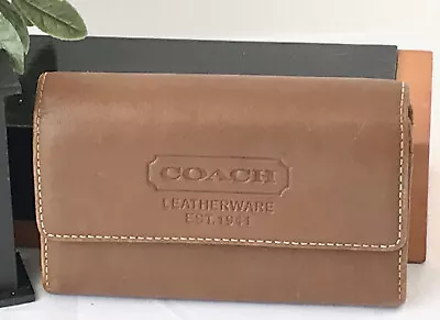 Vintage COACH Multi-Function British Tan Leather Coin Card Keychain Wallet  • $59.99