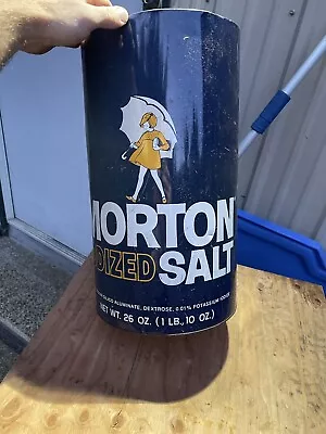 Vtg XXL Advertising Morton's Salt Container Store Display Umbrella Girl 18” Tin • $220