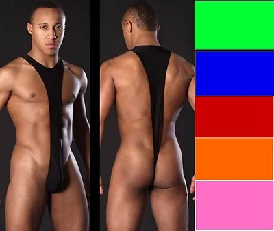 Black Men's Sexy Stretch Open Bodysuit Mankini Thong Underwear Lingerie M/L/XL • £4.85