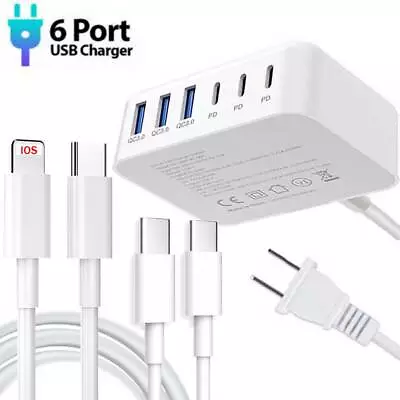 6 Port USB Hub Fast Wall Charger Station Multi-Function Desktop AC Power Adapter • $6.99