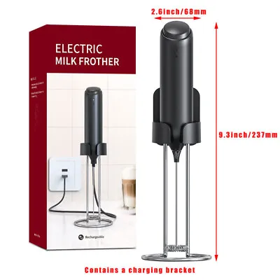 Rechargeable Whisk Handheld USB Electric Milk Frother Coffee Chocolate Mixer • £14.59