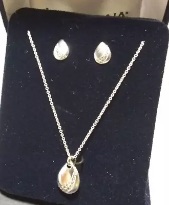 Montana Silversmiths Silver Rhinestone Filled Pear Shape Jewelry Set W/Box ECU ! • $39.99