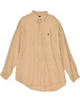 RALPH LAUREN Mens Classic Fit Shirt XL Beige Linen BD38 • £21.95