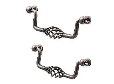 Pewter Effect Steel Spiral Twist Cage  Cabinet Handle (L)110mm Pack Of 4 • £8.50