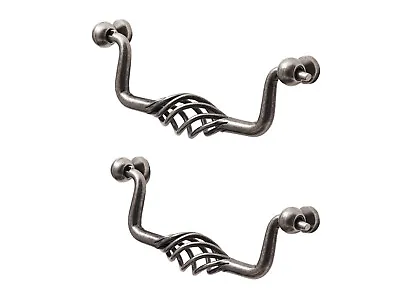 Pewter Effect Steel Spiral Twist Cage  Cabinet Handle (L)110mm Pack Of 5 • £10.65