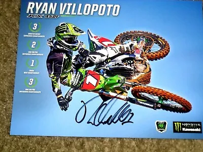 Ryan Villopoto Motocross Racer Autographed Double Sided 8x10 Poster 2014  COA • $47.45