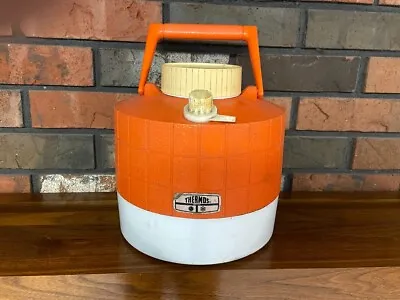 Vintage Thermos One Gallon Insulated Orange & White Plastic Water Jug Picnic • $15