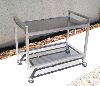 Mid Century Modern GUSDORF Metal Glass Rolling Bar Cart • $124.98