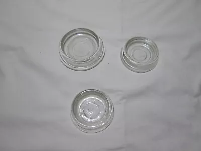 3 Vintage Clear Glass Furniture Coasters (1) 3   And (2) 2.5  Diameters • $7