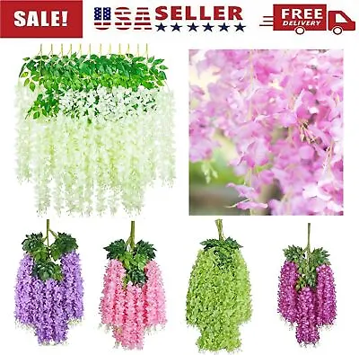 Artificial Wisteria Vine Garland Fake Flower Plants Garden Wedding Hanging Decor • $15.65