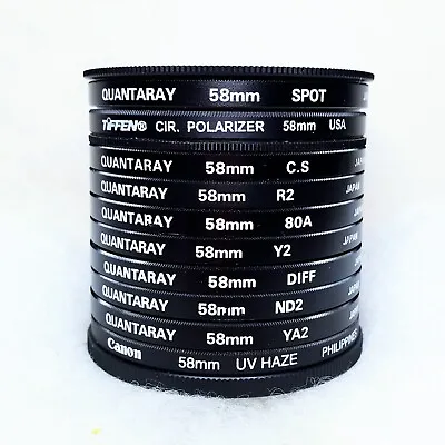 58mm Lot Of 10 Canon Tiffen Quantaray Filters W/ Stack Caps • $65