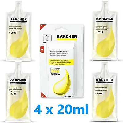 Window Cleaner Concentrate Karcher Streak Free Glass Cleaning Solution 4 X 20ml • £11.95