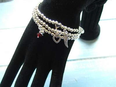 £6.99 • Buy Fab Set Of 3 Ball Stretch Heart, Wing, Birthstone Boho Bracelets Special Offer