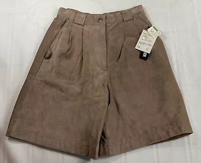 FORENZA Leather Shorts Jrs 5/6 Vintage 80’s Taupe Suede Pleated (New Flaws) • $29.99