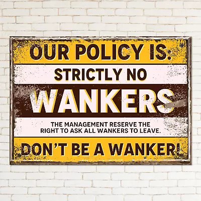 £6.50 • Buy NO WANKERS Retro Metal Sign Man Cave Bar Pub Plaque Party Vintage Gift