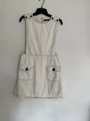 Zara Basic Womens White Skirt Overalls Dress Apron Zip Pockets Size Large • $19.59