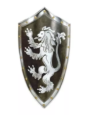 Medieval Shield Lion Rampant Heater Knight Warrior Armor Steel Battle Templar • £124.08