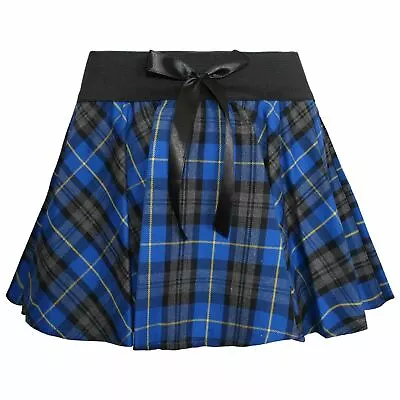 Ladies Women's Sexy School Girls Elastic Waistband  Tartan Skirt With Bow • £6.99