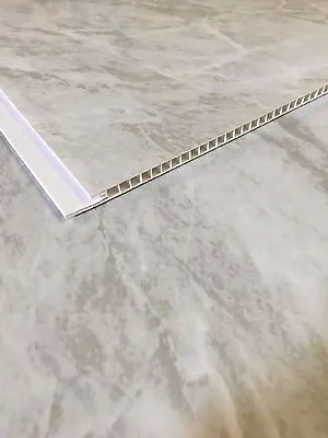 10 Grey Marble PVC Bathroom Cladding Plastic Shower Wet Wall Ceiling Panels • £64