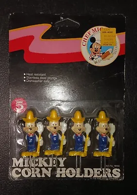 NOS Vintage Mickey Mouse Corn On The Cob Holders Disney 1988 Chef Mickey Farmer • $20
