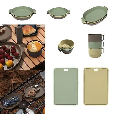 Camping Cutlery Plates Reusable Cups Outdoor Equipment Camping Cutlery Set • £10.14