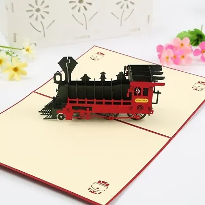 Steam Train Pop Up Christmas Card 3D Birthday Greeting Card Assembled • £6.45