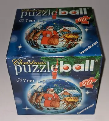 Ravensburger PUZZLEBALL SANTA WITH REINDEER CHRSITMAS ORNAMENT PUZZLE BALL HTF • $17.50