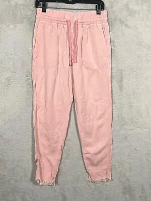 Zara Linen Blend Joggers Womens Medium Pink Fringe  • $12.55