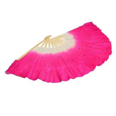 £5.19 • Buy Chinese Folk Art Rose Silk Veil Bamboo Short Dancing Fan For Belly Dance 