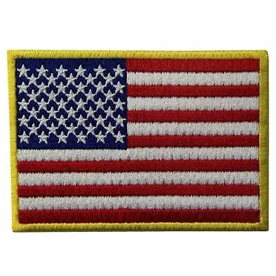 £2.95 • Buy Gold Embroidery Usa United States Of America Flag Iron Sewon Jeans Clothes Patch