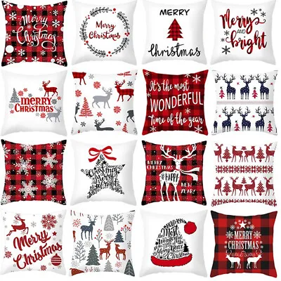 £2.87 • Buy Christmas Throw Pillow Covers Xmas Cushion Cover Santa Deer Pillowcases Decor