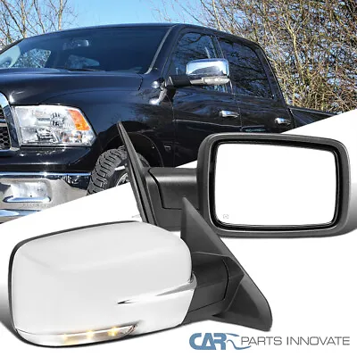 Fits 09-12 Dodge Ram 1500 Chrome Power Heat Side Mirrors Pair+LED Signal+Puddle • $232.66