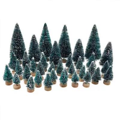 24/43pcs Miniature Christmas Trees Snowy Xmas Pine Trees Desktop Decorations Set • $12.73