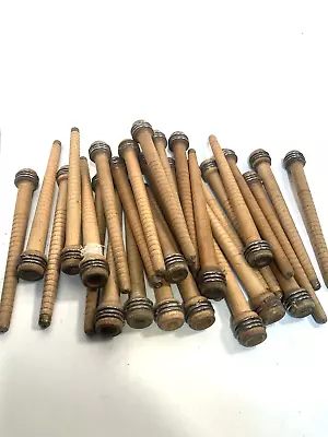 Spools Wood Quills Wooden Bobbins Spindles BROWN 8.75  Lot-30: • $45